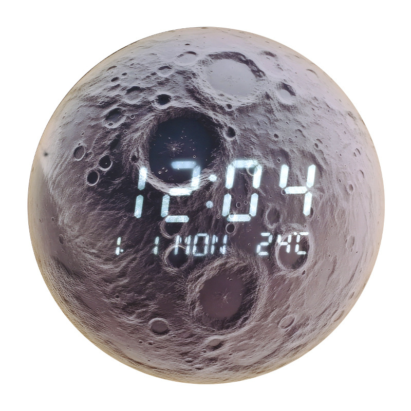 Zidni sat s mjesečevim dizajnom, kalendar tjedan/datum, LED prikaz, termometar