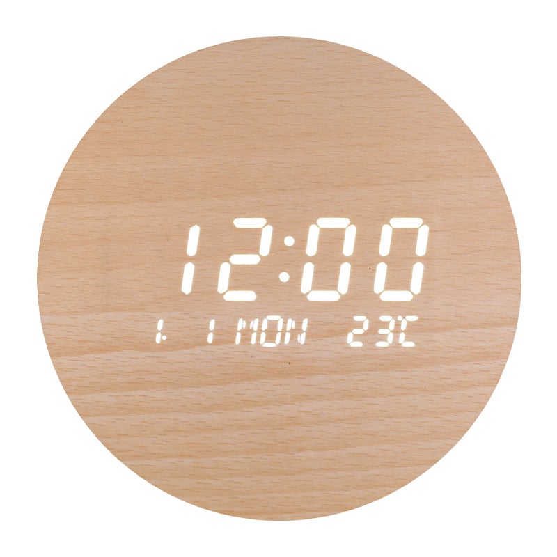 Zidni sat s mjesečevim dizajnom, kalendar tjedan/datum, LED prikaz, termometar