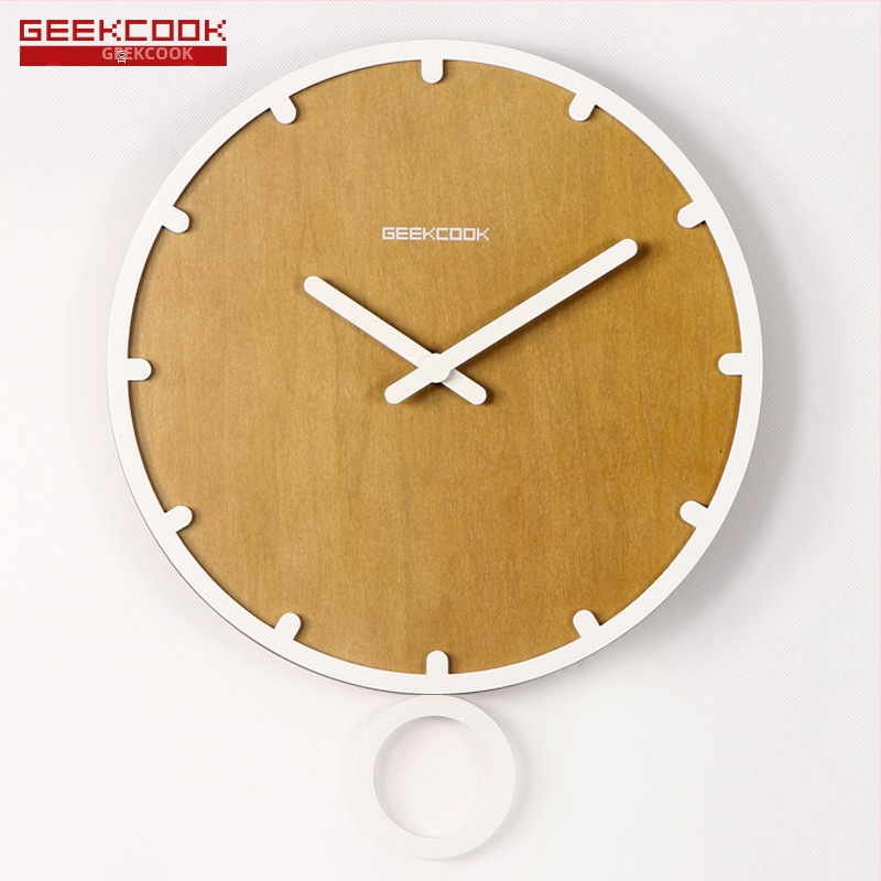 Zidni sat od drveta, skandinavski dizajn, kvarcni mehanizam Sun, okrugli brojčanik, jednostran napajanje baterijom