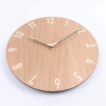 Masszív falióra fából, kör alakú Nordic stílusban, csendes járású, elemes meghajtású, modell C.j