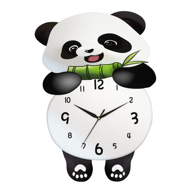 Zidni sat - Panda bambus dizajn, kvarc tiho kretanje, drveno kućište, brojčanik od kaljenog stakla, jednostrani