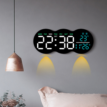 Zidni sat s LED digitalnim zaslonom, termometrom, vječnim kalendarom, alarmom, 24-satnim prikazom