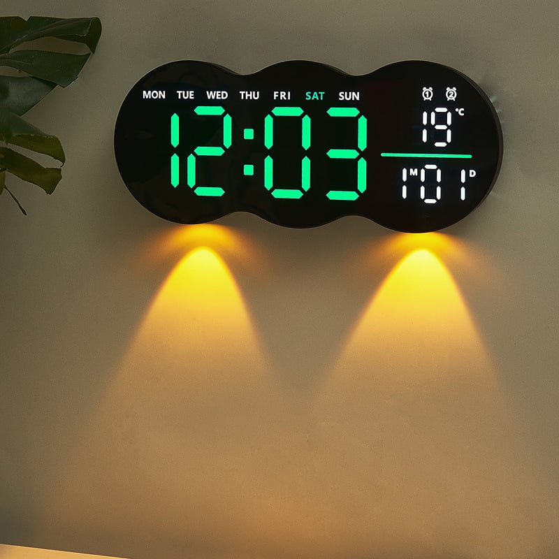 Zidni sat s LED digitalnim zaslonom, termometrom, vječnim kalendarom, alarmom, 24-satnim prikazom