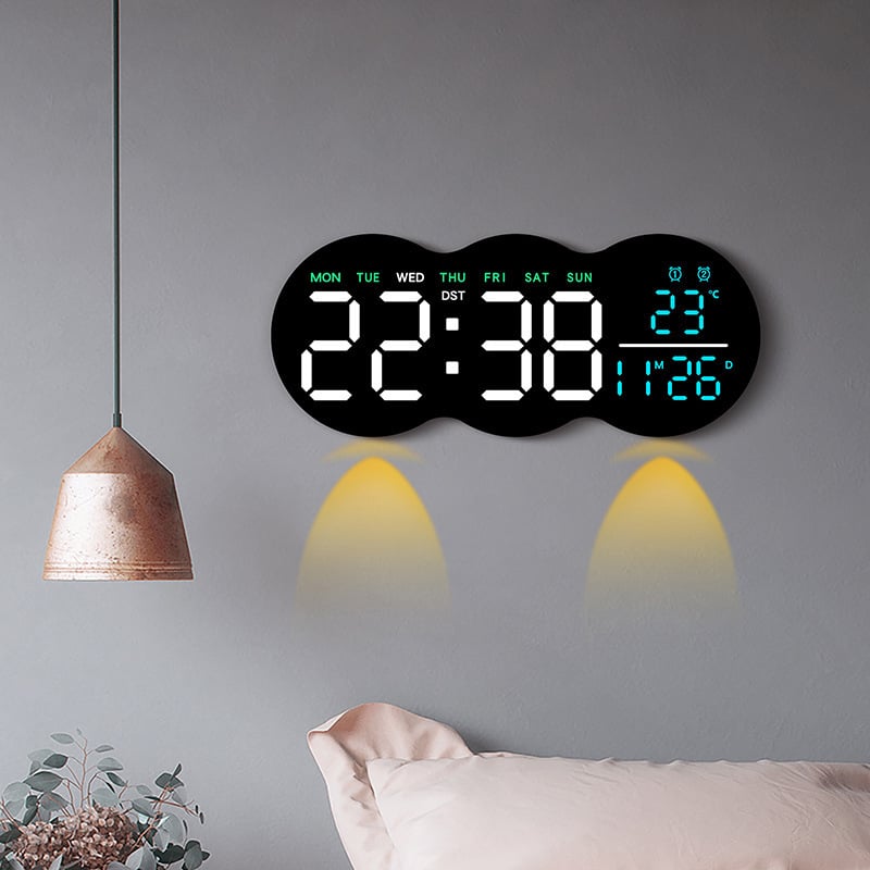 Zidni sat s LED digitalnim zaslonom, termometrom, vječnim kalendarom, alarmom, 24-satnim prikazom