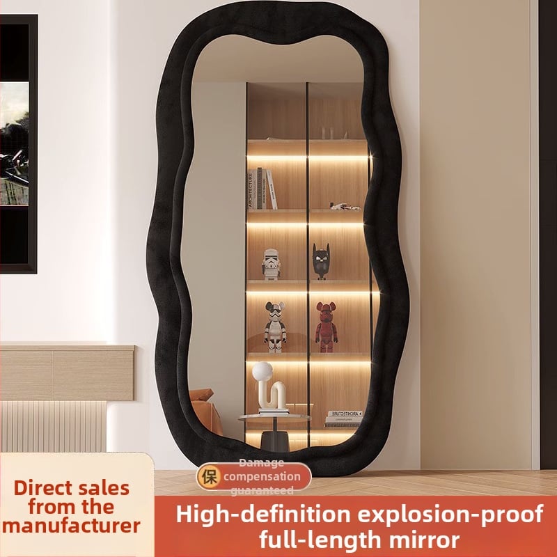 Fir raamiga täieliku pikkusega peegel, lihtne ja kaasaegne stiil, ebakorrapärane kuju, bränd Powerful merchant