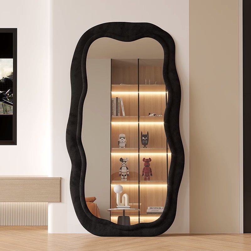 Fir raamiga täieliku pikkusega peegel, lihtne ja kaasaegne stiil, ebakorrapärane kuju, bränd Powerful merchant