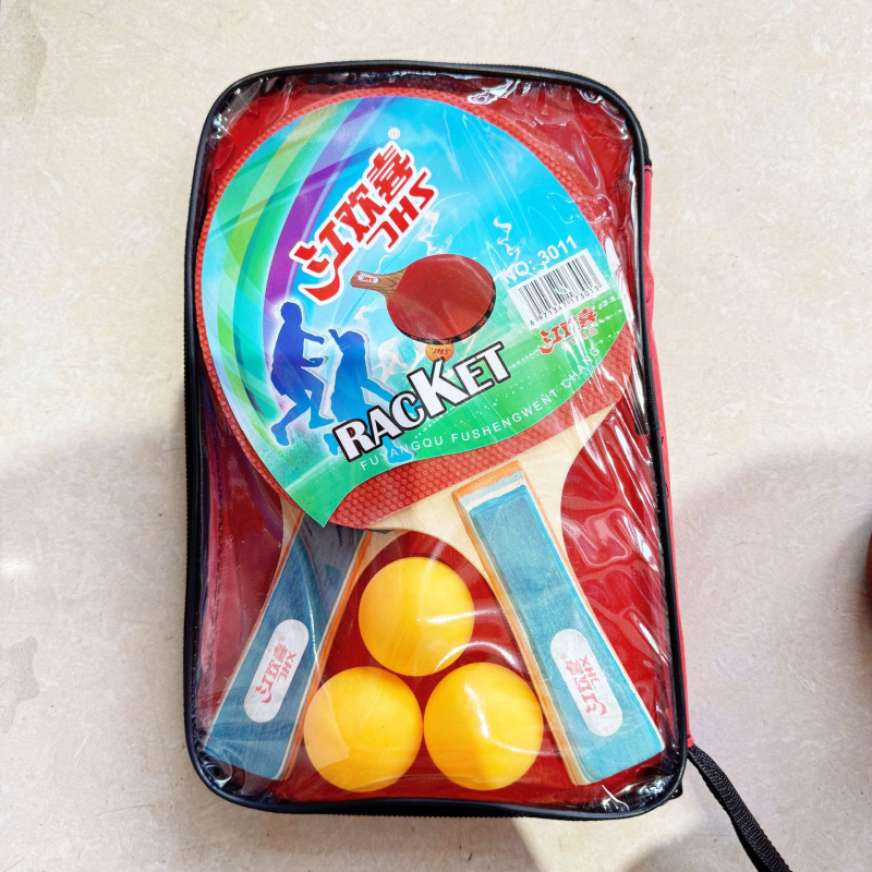 Set ping pong reketa Jiang Huanxi, 2 komada za početnike i učenike, horizontalni i straight grip, ploča od topole, dvostrano ljepilo gume, Direct Shot, mogućnost prilagodbe