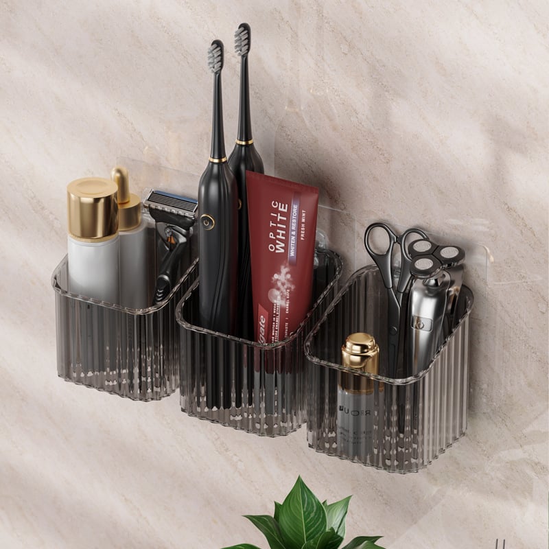 Jin Xi zidni bez bušenja ormarić za kupaonicu za pohranu sredstava za njegu lica | plastika | nosivost 10 kg | lagani luksuzni stil