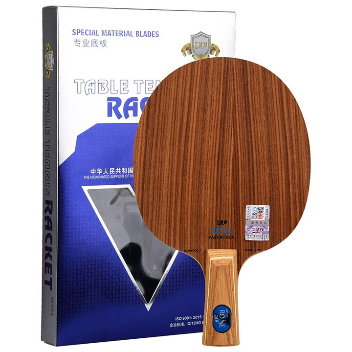 Rachetă de tenis de masă 729 — lamă din poplar, gumă cu lipire lungă, lovitură orizontală