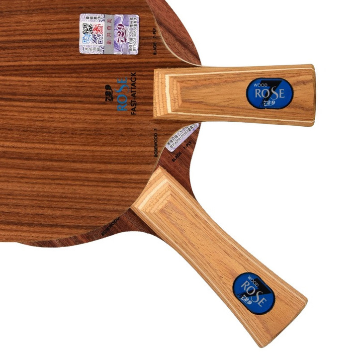 Rachetă de tenis de masă 729 — lamă din poplar, gumă cu lipire lungă, lovitură orizontală