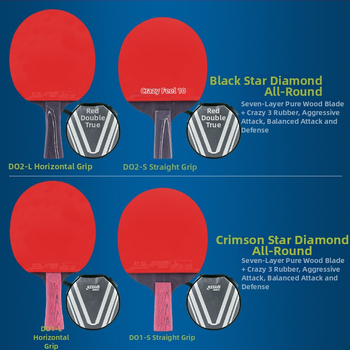 DHS asztalitenisz ütő, szénszálas penge, fordított ragasztó gumi, vízszintes penge