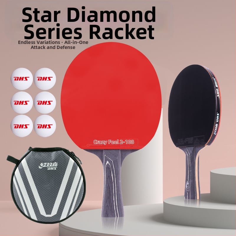 DHS asztalitenisz ütő, szénszálas penge, fordított ragasztó gumi, vízszintes penge