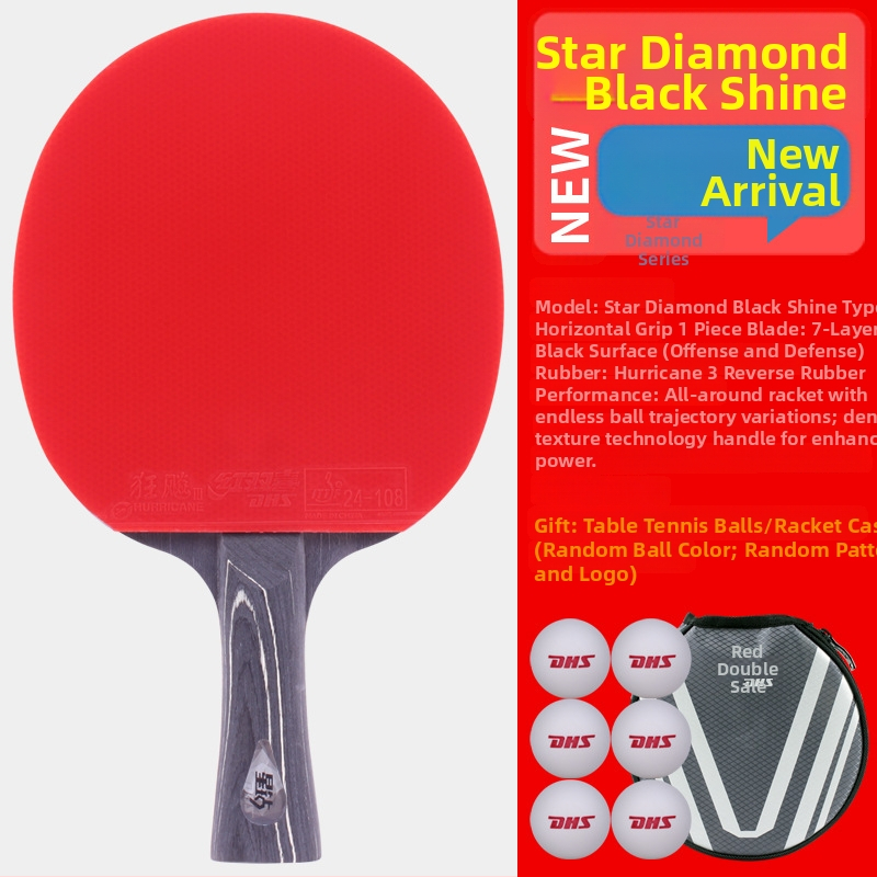 DHS asztalitenisz ütő, szénszálas penge, fordított ragasztó gumi, vízszintes penge