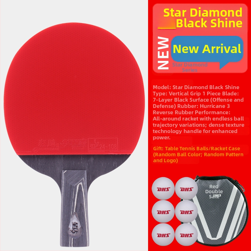 DHS asztalitenisz ütő, szénszálas penge, fordított ragasztó gumi, vízszintes penge