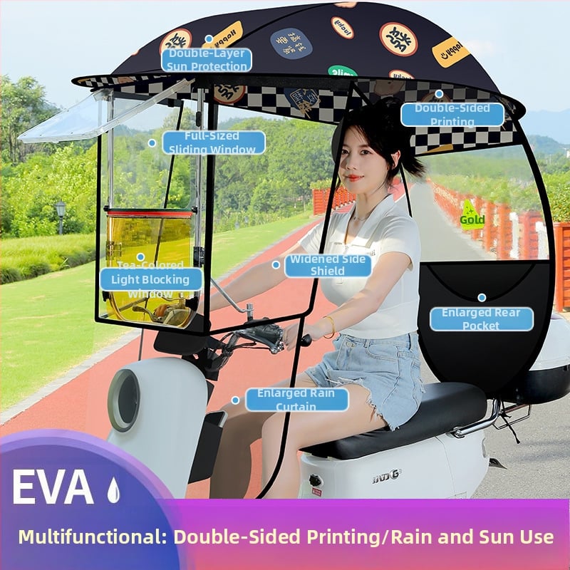 Langlong elektromobilio lietaus prieglobštis skėtis – apsauga nuo lietaus ir nuo saulės, UPF>40, 210T audinys, vidurinė lazda iš pluošto, rankinis atidarymas, svoris 2,8 kg