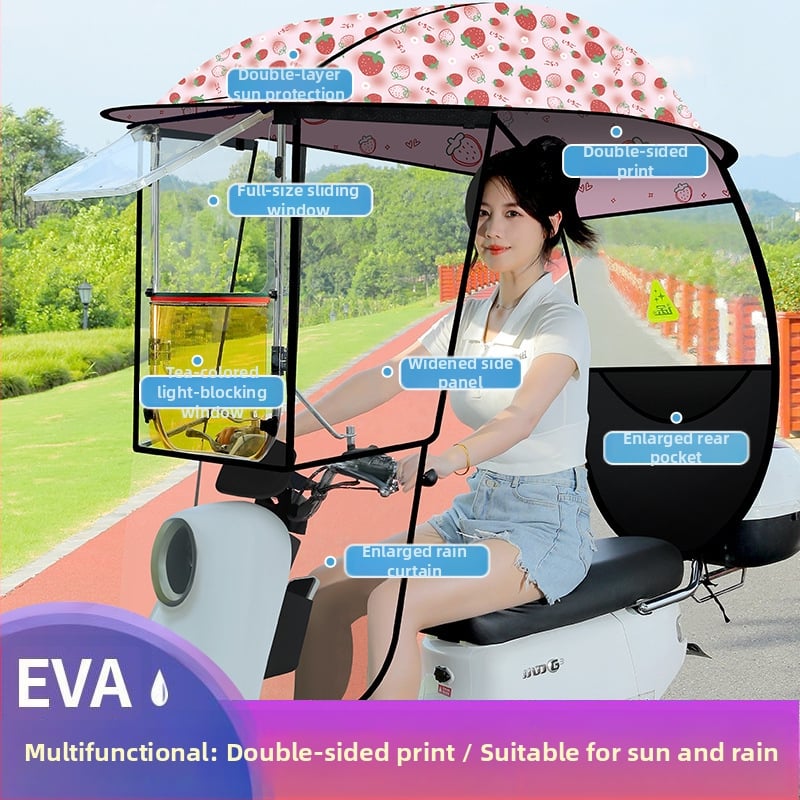 Langlong elektromobilio lietaus prieglobštis skėtis – apsauga nuo lietaus ir nuo saulės, UPF>40, 210T audinys, vidurinė lazda iš pluošto, rankinis atidarymas, svoris 2,8 kg