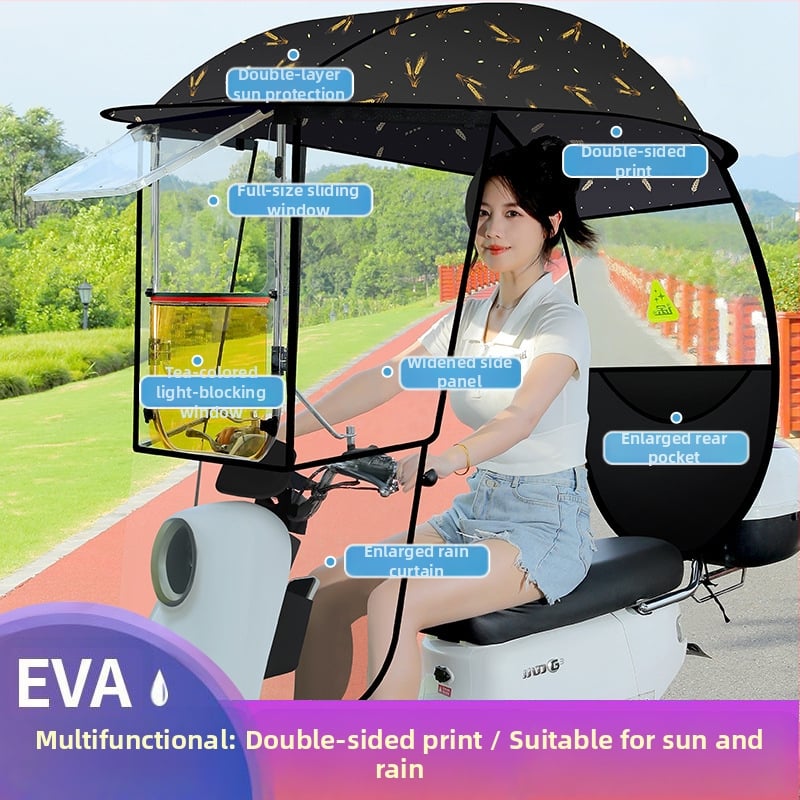 Langlong elektromobilio lietaus prieglobštis skėtis – apsauga nuo lietaus ir nuo saulės, UPF>40, 210T audinys, vidurinė lazda iš pluošto, rankinis atidarymas, svoris 2,8 kg