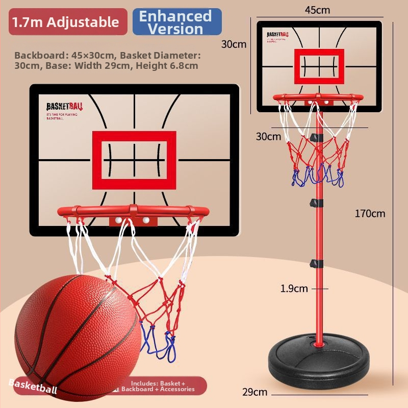 Pokretna košarkaška stativa s prilagodljivom visinom za kućnu uporabu | Materijal: PVC i lijevano željezo | Težina: 1,5 kg | Namijenjeno košarkaškim treninzima