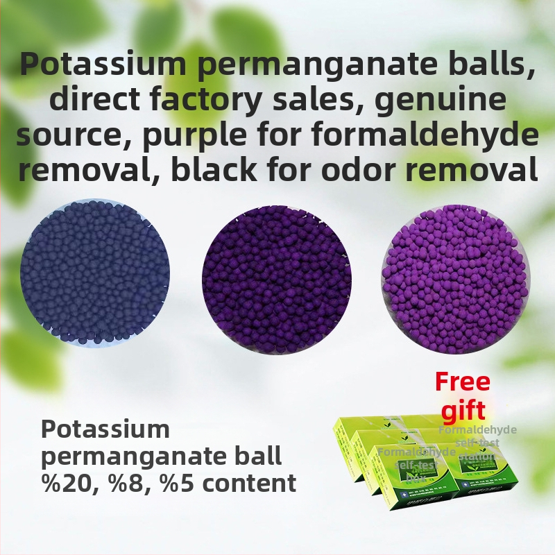 Kalio permanganato kamuolys — nano mineraliniai kristalai formaldehidui šalinti, bambuko anglies maišelis, 1 kg