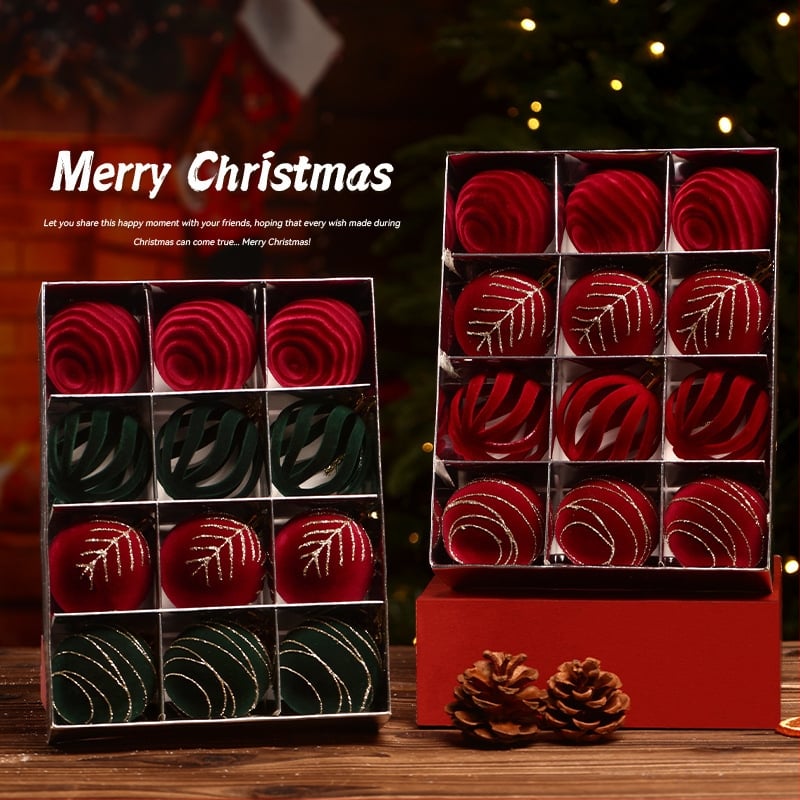 Коледни елхови топки, флокирани, отливка, марка: Other