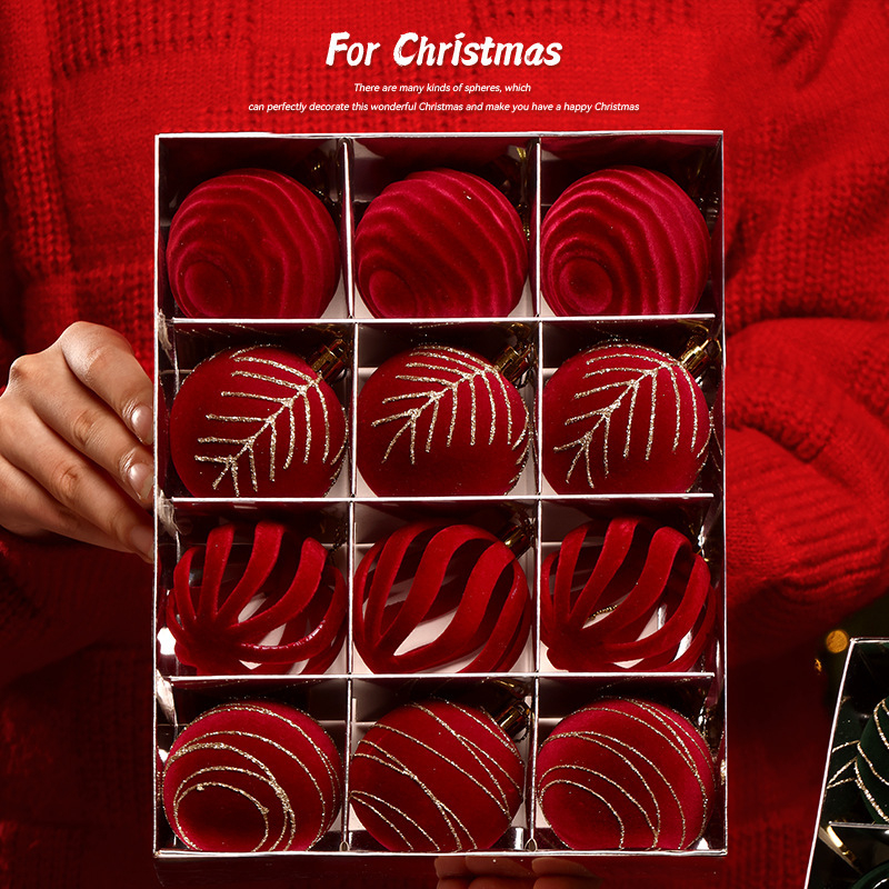 Коледни елхови топки, флокирани, отливка, марка: Other