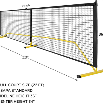 Cadr nylon de plasă pentru Pickleball/Tenis, portabil pentru interior și exterior, 8,5 kg, ambalare 92x19x14 cm