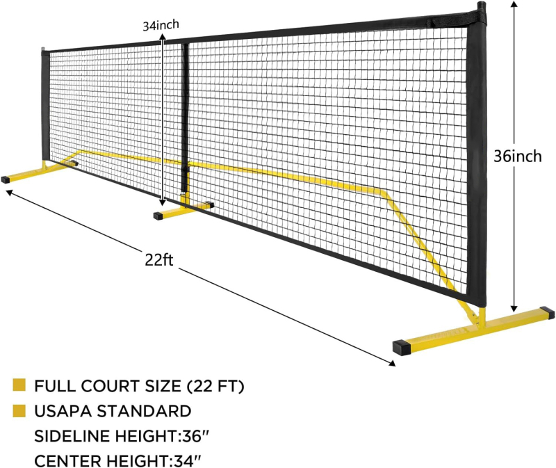 Cadr nylon de plasă pentru Pickleball/Tenis, portabil pentru interior și exterior, 8,5 kg, ambalare 92x19x14 cm