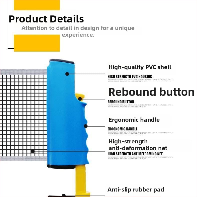 Stalo teniso tinklo laikiklis – storesnis, nešiojamas, ištraukiamas, lauko naudojimui