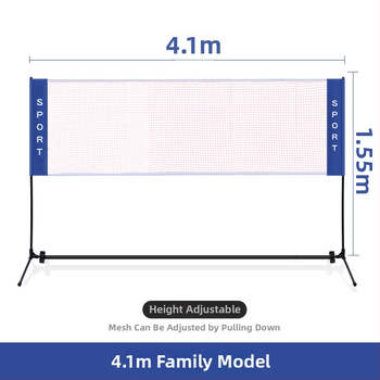 Kaasaskantav badmintonivõrgu raam - sise- ja välistingimustes kasutamiseks kokkupandav, standardvõrk, kohandamine saadaval
