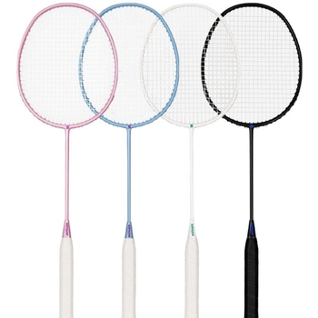 Badminton reketa - ultra lagana, potpuno karbonska, za odrasle početnike, težina 75-79 g, najlonske žice, drška G5, dizajn s ravnim vrhom