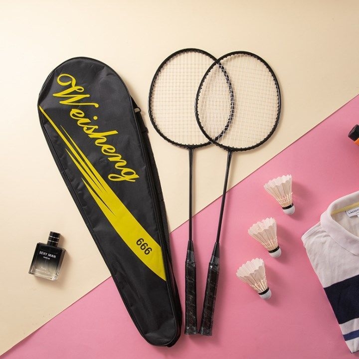 Set reketa za badminton s karbonskim okvirom, najlonskim žicama, uključuje torbu – za odrasle, studente i parove