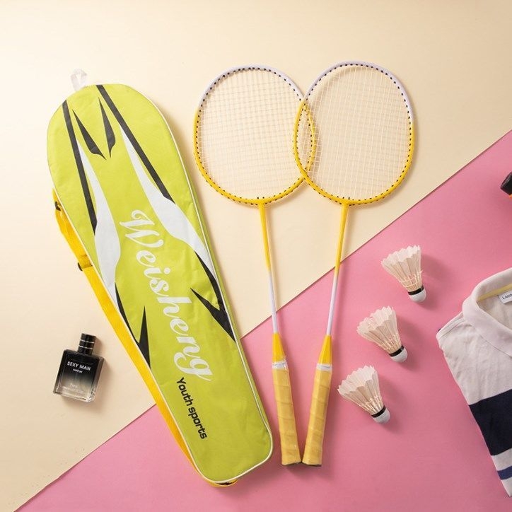 Set reketa za badminton s karbonskim okvirom, najlonskim žicama, uključuje torbu – za odrasle, studente i parove