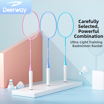 Delhui set badminton reketa za odrasle i početnike — ultra lagan i izdržljiv, dvostruki set reketa; okvir od željezne legure; težina 95–100 g; tip reketa: direktni udarac; mogućnost prilagođavanja, ispis logotipa