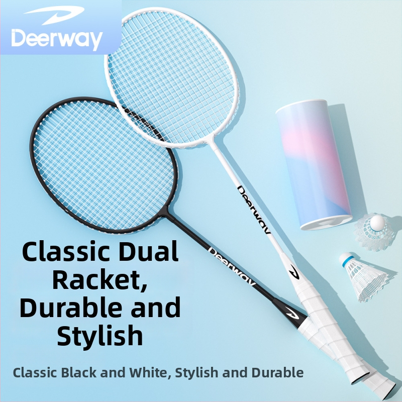 Delhui set badminton reketa za odrasle i početnike — ultra lagan i izdržljiv, dvostruki set reketa; okvir od željezne legure; težina 95–100 g; tip reketa: direktni udarac; mogućnost prilagođavanja, ispis logotipa