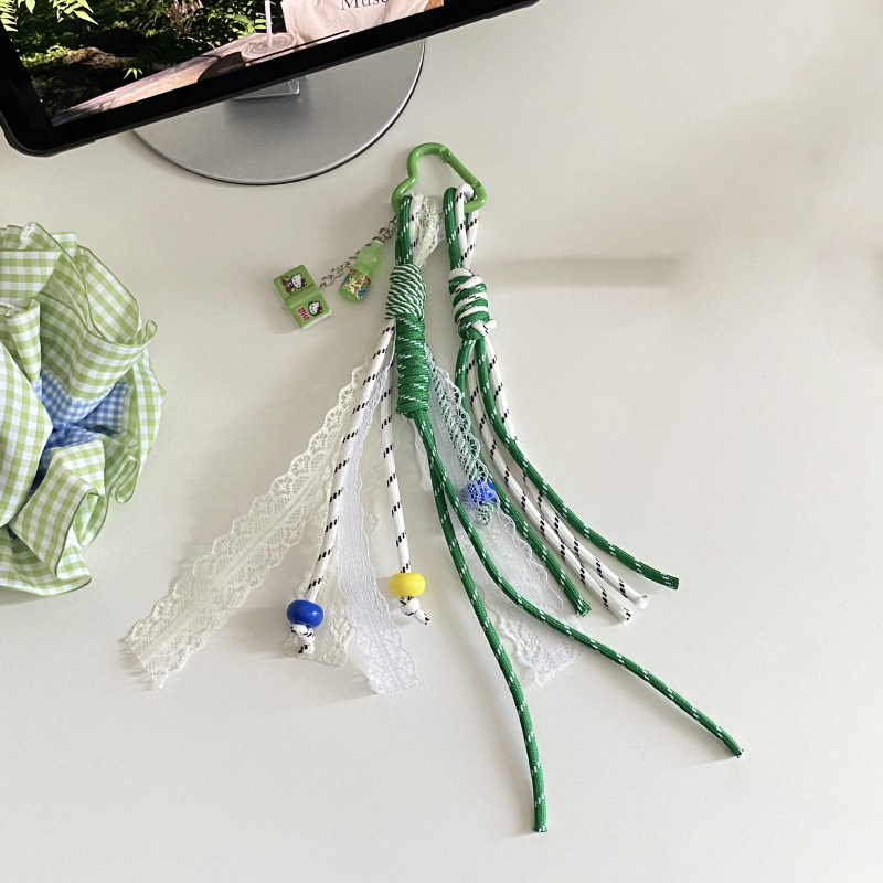 Kljucni lančić za torbu sa pletenim užetom, MIU-stil, originalni dizajn, pribor za prtljagu (Materijal: Plast/smola; Oblik: Pribor za prtljagu; Stil: Originalni dizajn; Godina/sezona: Jesen 2025)