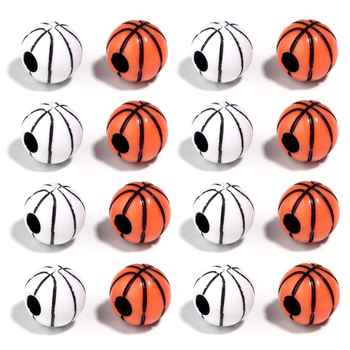 50 komada akrilnih perli s velikim rupama – karikature košarka i tenis, okrugle perle s pravom rupom za DIY narukvicu