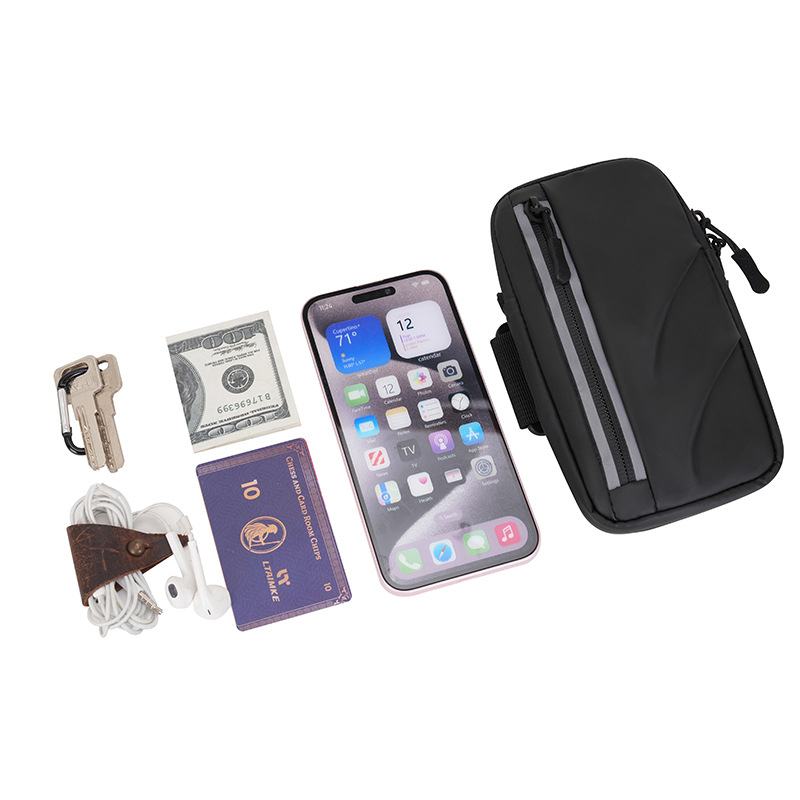 Арм чантичка за телефон за спорт на открито, унисекс, лек PU материал, дишаща, рефлекторна нощна безопасност, подплата полиестер, летен сезон 2025