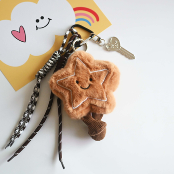 Plišani privjesak za torbu u obliku petokrake zvijezde, sladak stil, uzorak zvijezda/sunce i mjesec/oblaci/vesolje