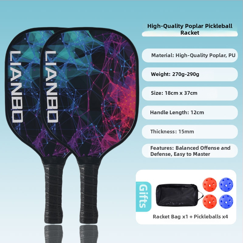 Set reketa za pickleball od devet slojeva topolovog drveta, marke Lianbo, težina 735 g