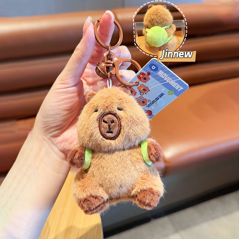 Капибара плюшен ключодържател - марка Jinnew, ключодържател с въже, плюшен материал, карикатурен стил