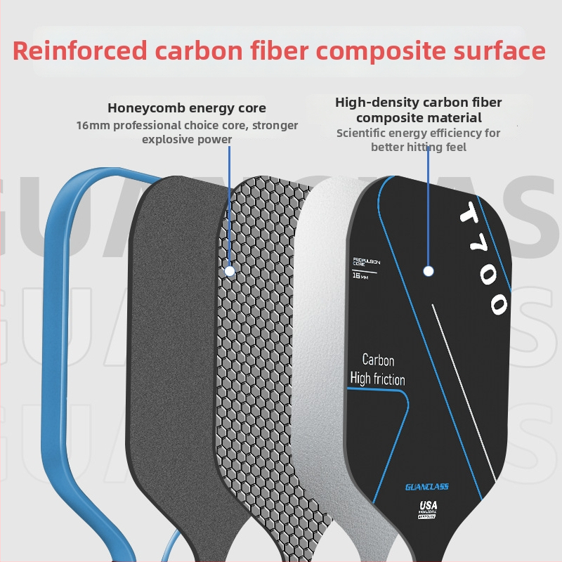 Pickleball palica T700 od karbonskih vlakana, mat završetak, 220 g, Natjecateljska klasa