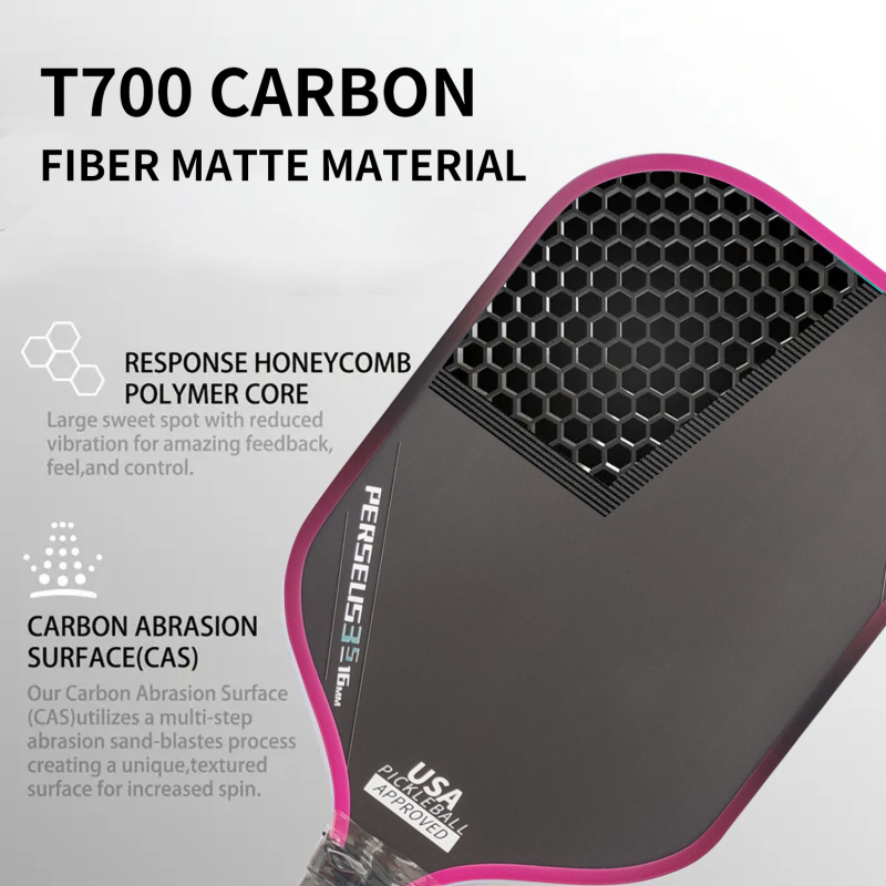Raketa pickleball turnijskog ranga, karbonska vlakna T700 tekstura, pijesko-brušena površina, 230 g, LEATOU