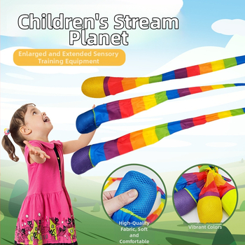 Auduma metiena bumba ar vēja pretestību sensoriskai apmācībai, piemērota 4–6 gadus veciem bērniem, iepakota PP maisiņā