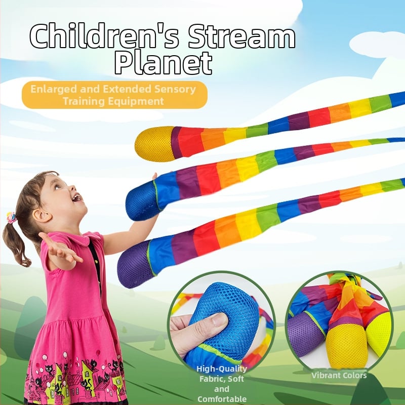 Auduma metiena bumba ar vēja pretestību sensoriskai apmācībai, piemērota 4–6 gadus veciem bērniem, iepakota PP maisiņā