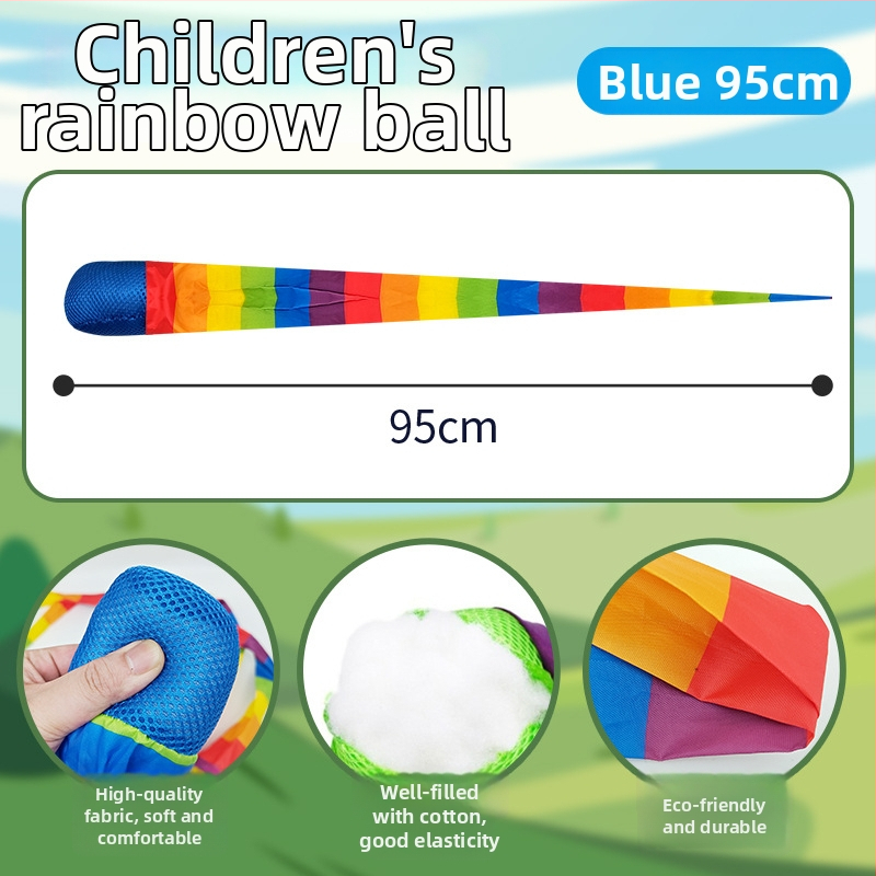 Auduma metiena bumba ar vēja pretestību sensoriskai apmācībai, piemērota 4–6 gadus veciem bērniem, iepakota PP maisiņā