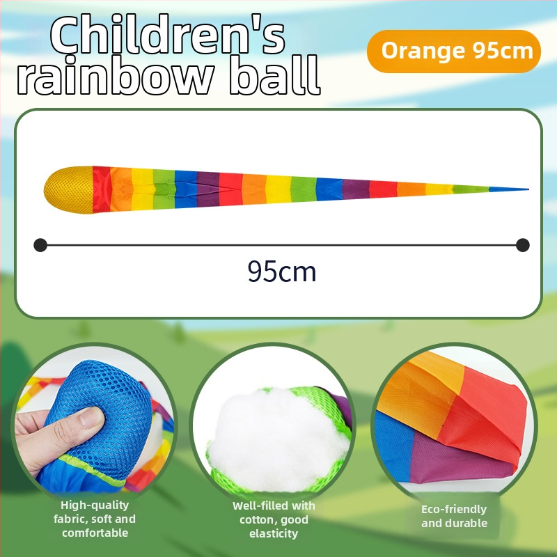 Auduma metiena bumba ar vēja pretestību sensoriskai apmācībai, piemērota 4–6 gadus veciem bērniem, iepakota PP maisiņā