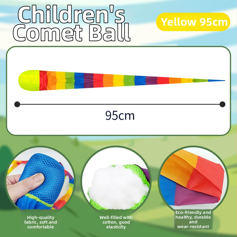 Auduma metiena bumba ar vēja pretestību sensoriskai apmācībai, piemērota 4–6 gadus veciem bērniem, iepakota PP maisiņā