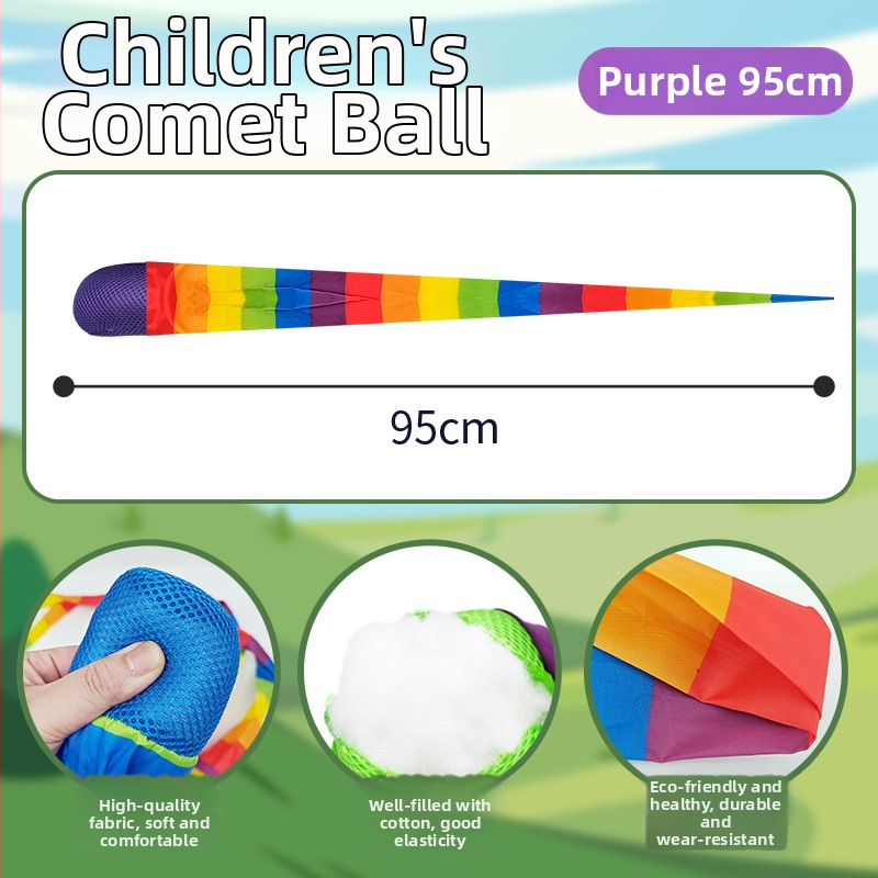 Auduma metiena bumba ar vēja pretestību sensoriskai apmācībai, piemērota 4–6 gadus veciem bērniem, iepakota PP maisiņā