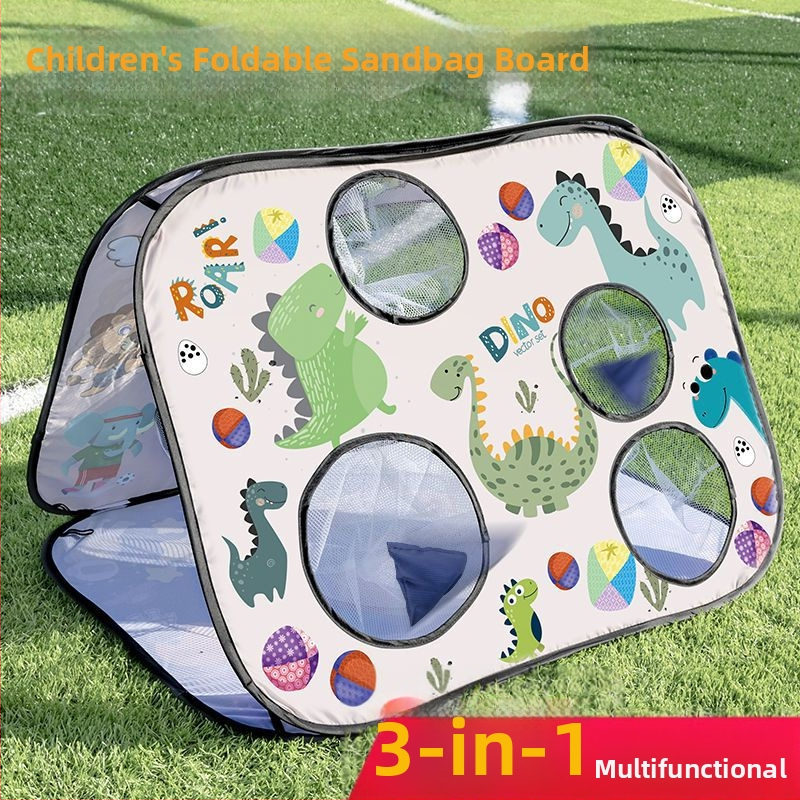 Trīs vienā saliekams mērķa panelis bērniem – sit futbola, metu smilšu maisiņus, lipīgās bumbas; iekšējai un ārējai spēlei, vecums 4–6 gadi