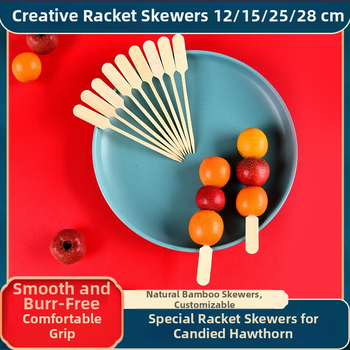 Vienkartiniai bambuso vaisių iešmeliai su įspaustu logotipu, šiuolaikiškas minimalistinis stilius, kokybiškas produktas